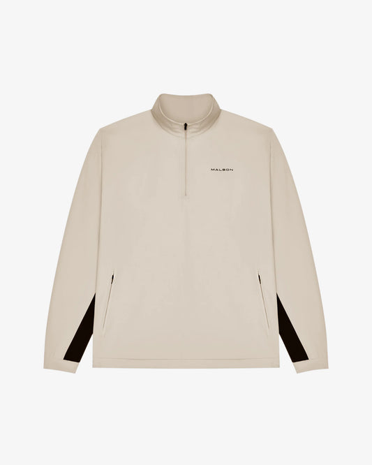 Performance Quarter Zip Shell Pullover - Tan