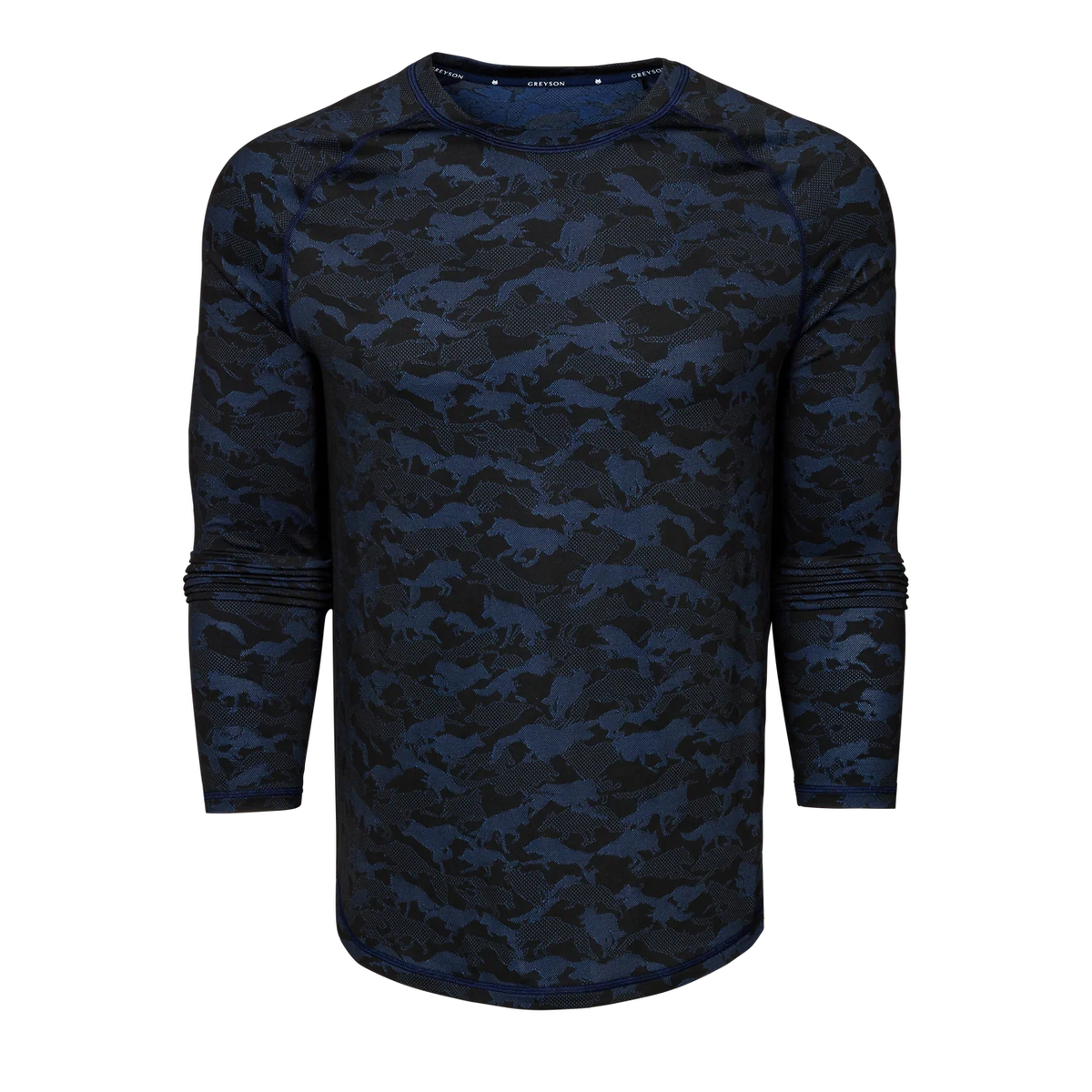 Wolfpack Camo Kennebec LS Sport Tee - Maltese Blue