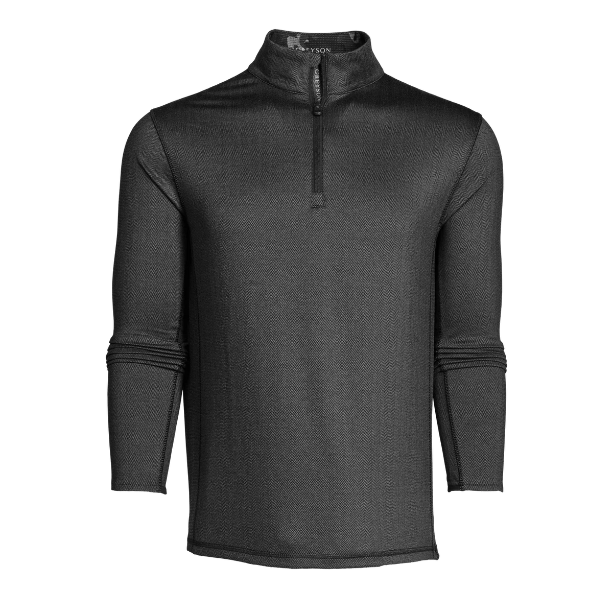 Herringbone Tate Quarter Zip - Black Herringbone