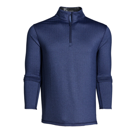 Herringbone Tate Quarter Zip - Navy Herringbone