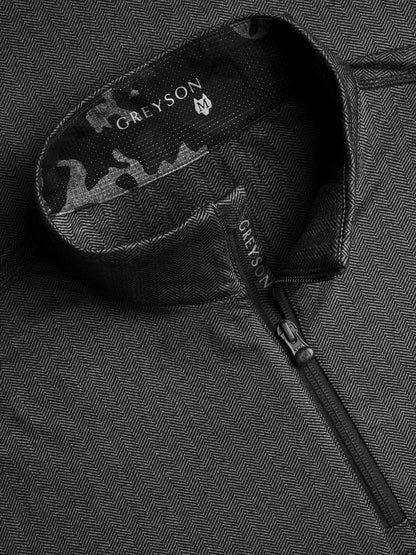Herringbone Tate Quarter Zip - Black Herringbone