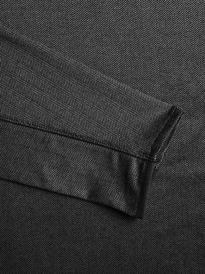 Herringbone Tate Quarter Zip - Black Herringbone