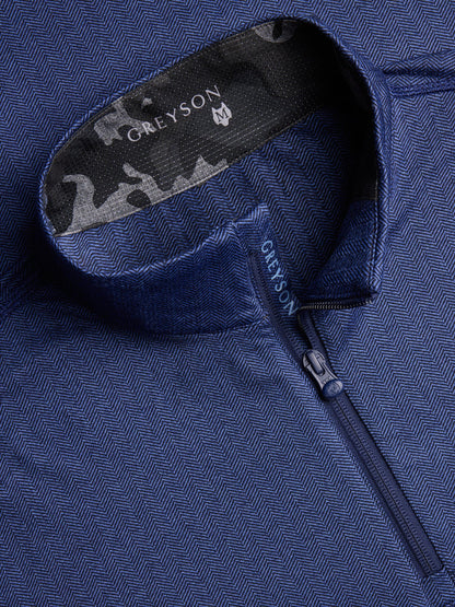 Herringbone Tate Quarter Zip - Navy Herringbone