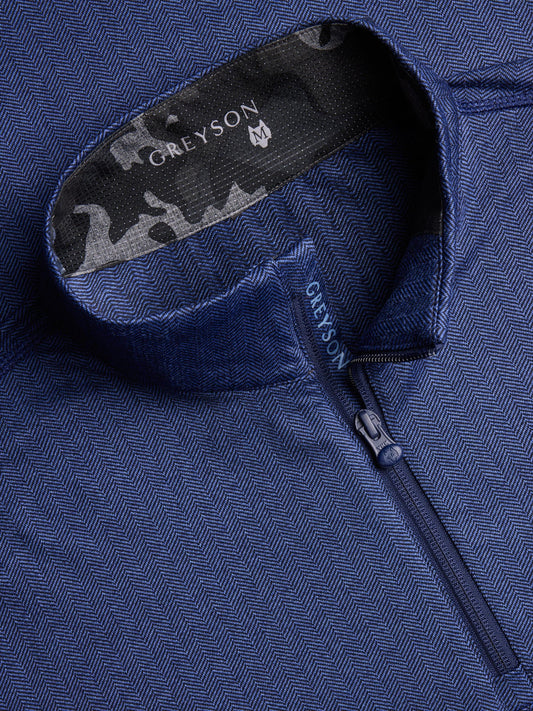 Herringbone Tate Quarter Zip - Navy Herringbone