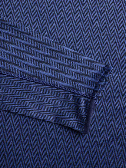 Herringbone Tate Quarter Zip - Navy Herringbone