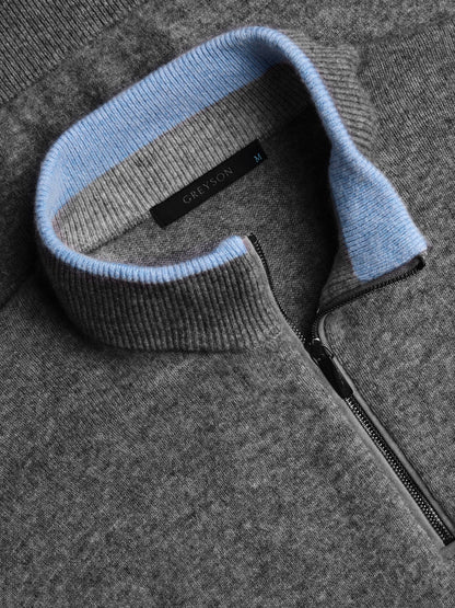 Sebonack Quarter Zip Sweater - Dark Grey Heather