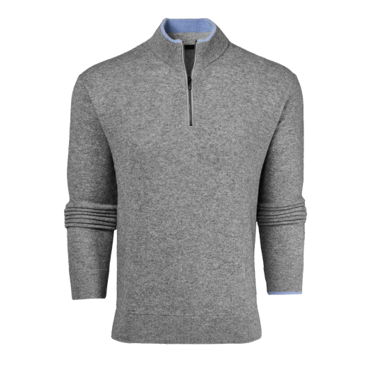 Sebonack Quarter Zip Sweater - Light Grey Heather