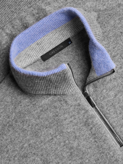 Sebonack Quarter Zip Sweater - Light Grey Heather