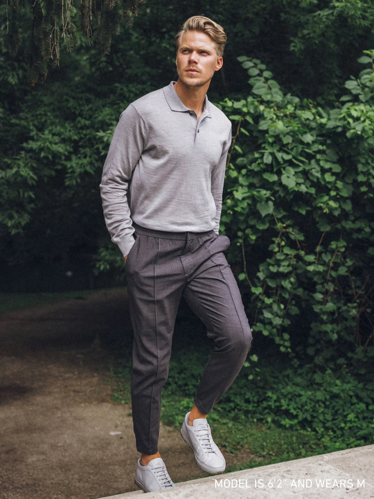 Saratoga LS Sweater Polo - Light Grey Heather