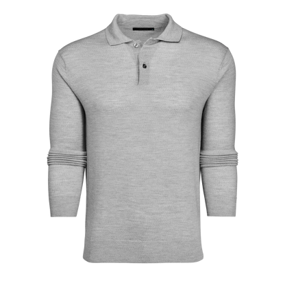 Saratoga LS Sweater Polo - Light Grey Heather