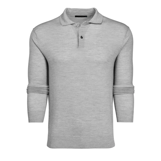Saratoga LS Sweater Polo - Light Grey Heather