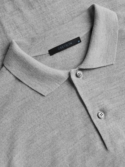 Saratoga LS Sweater Polo - Light Grey Heather