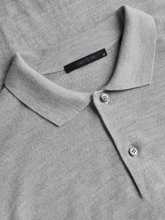 Saratoga LS Sweater Polo - Light Grey Heather