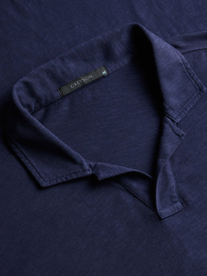 Alpha Slub Johnny Collar Polo - Maltese Blue