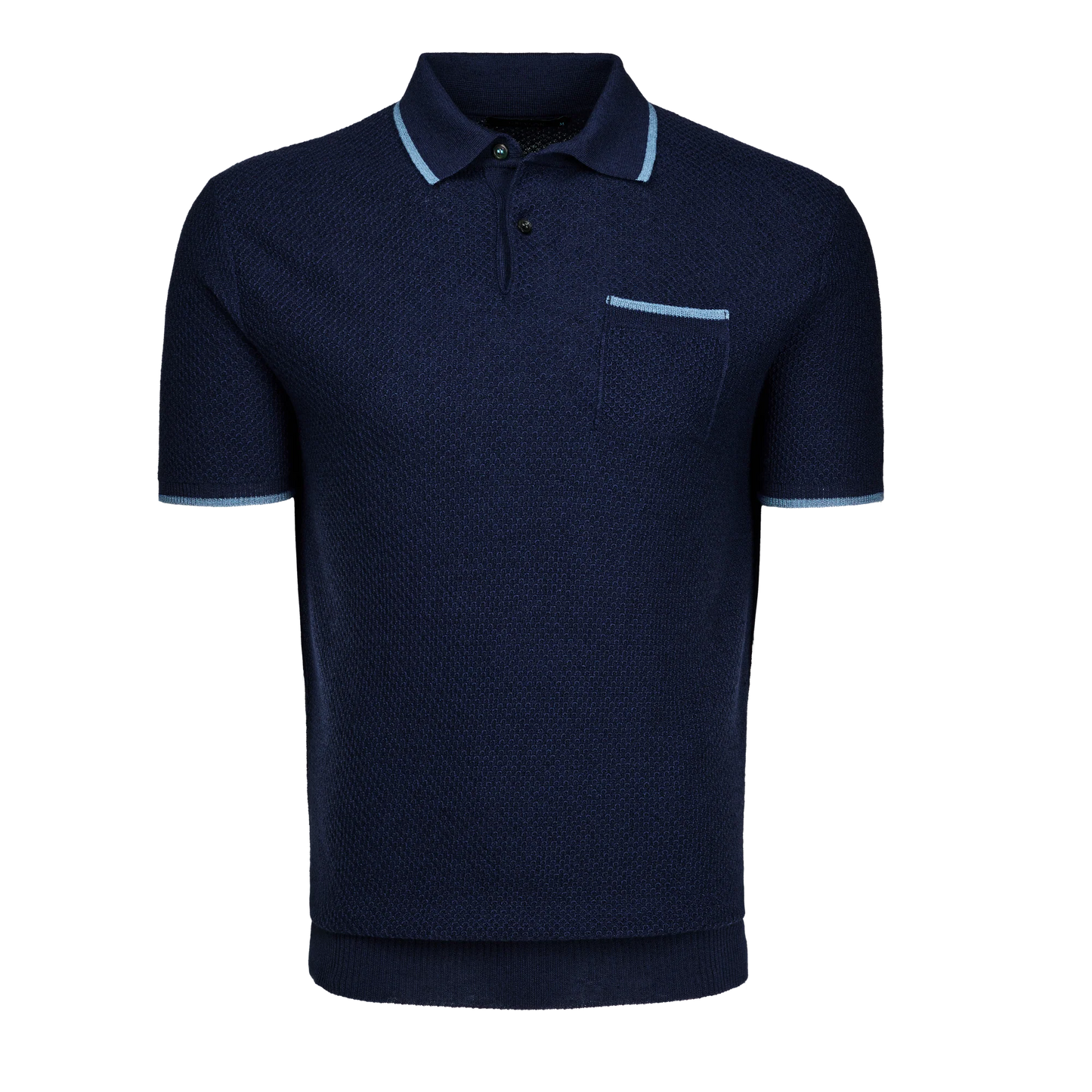 Seneca Sweater Polo - Maltese Blue