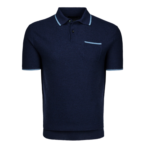 Seneca Sweater Polo - Maltese Blue