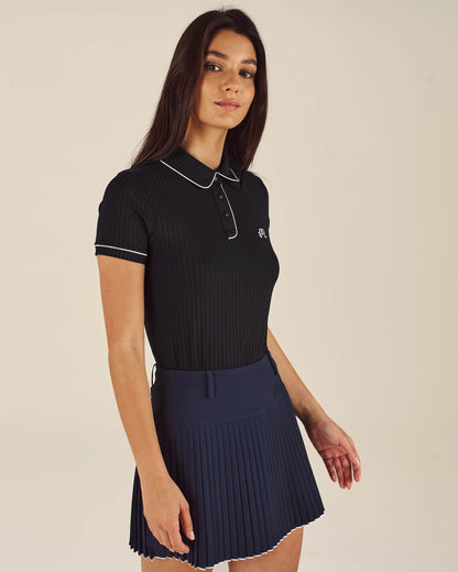 Anna SS Polo - Black/Ivory