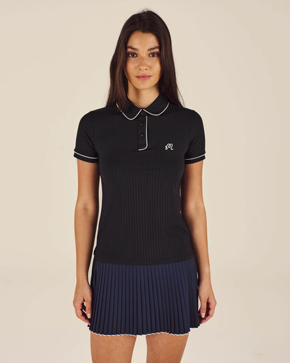 Anna SS Polo - Black/Ivory