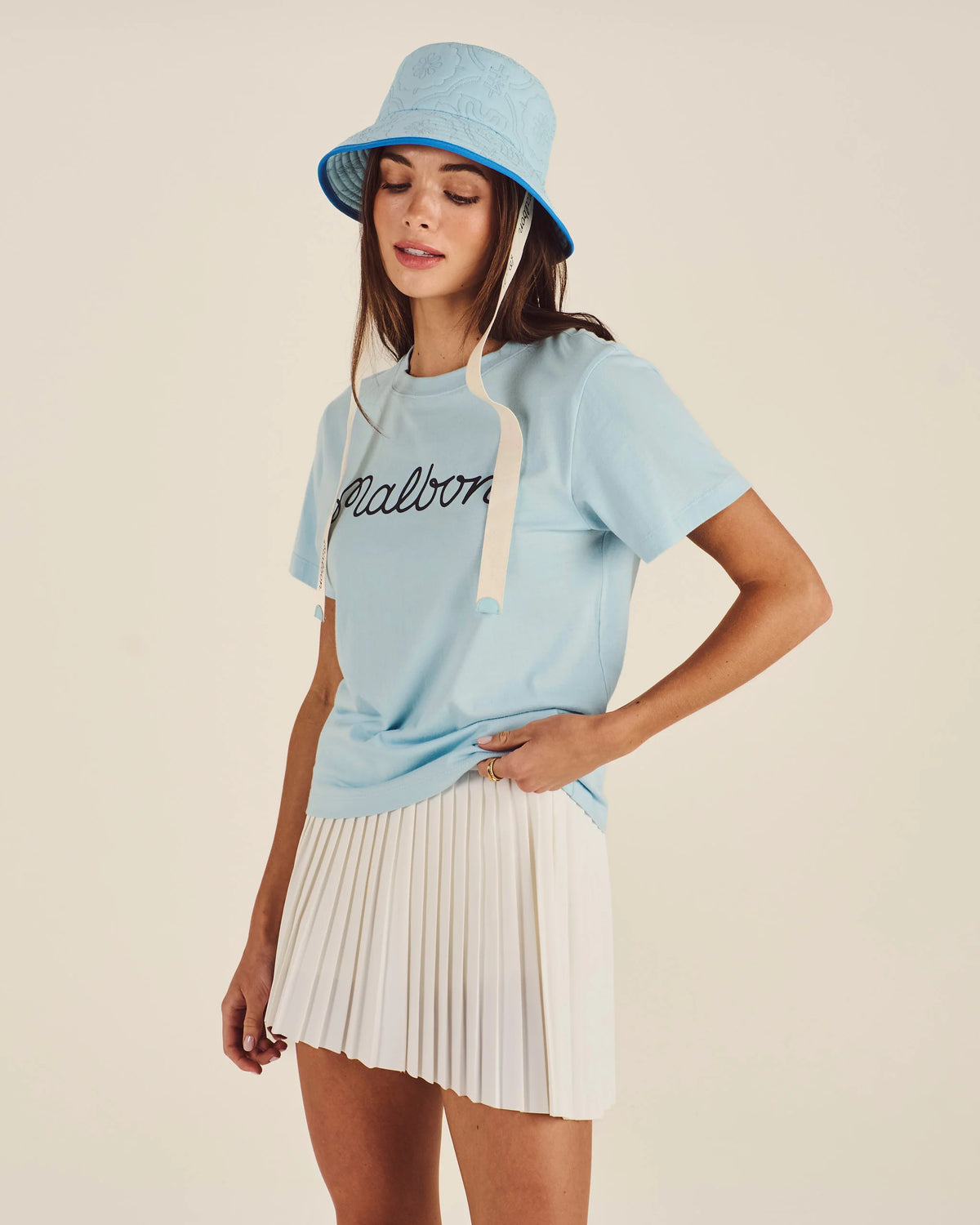 Cosette Script Tee - Cool Blue