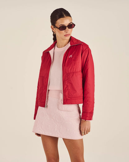 Reversible Luisa Jacket - Crimson Red / Chalk Pink