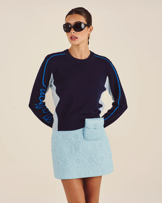 Catherine Colorblocked Sweater - Navy