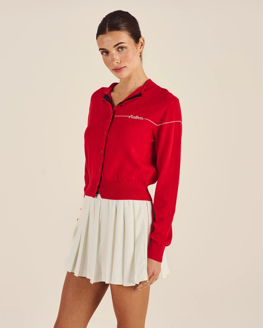 Taylor Knit Cardigan - Crimson Red