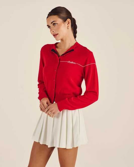 Taylor Knit Cardigan - Crimson Red