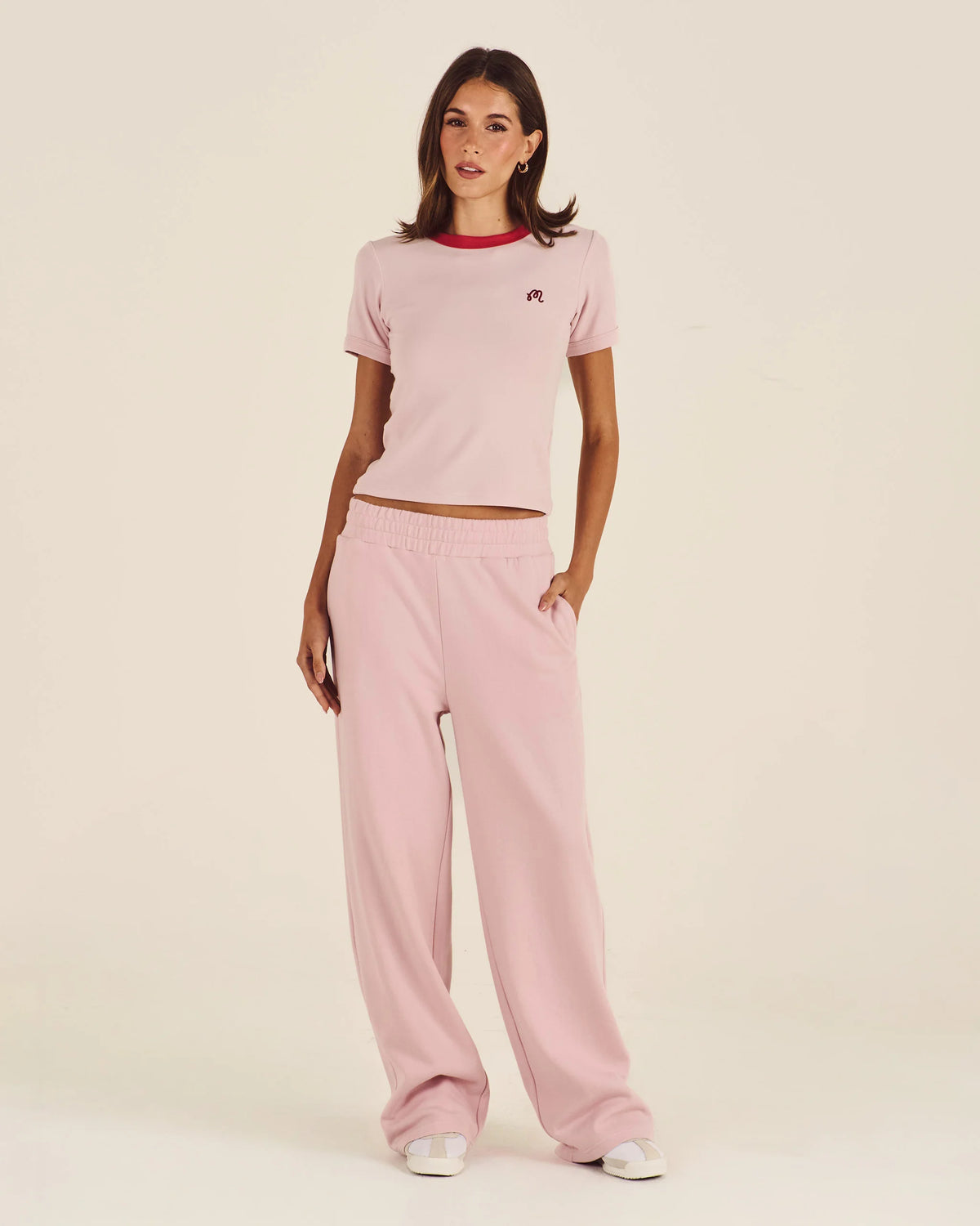 Olive Ringer Tee - Chalk Pink