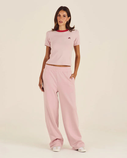 Olive Ringer Tee - Chalk Pink