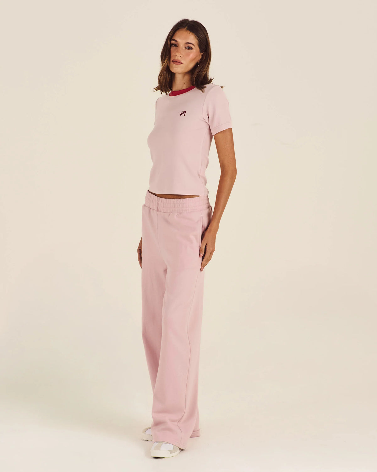 Olive Ringer Tee - Chalk Pink