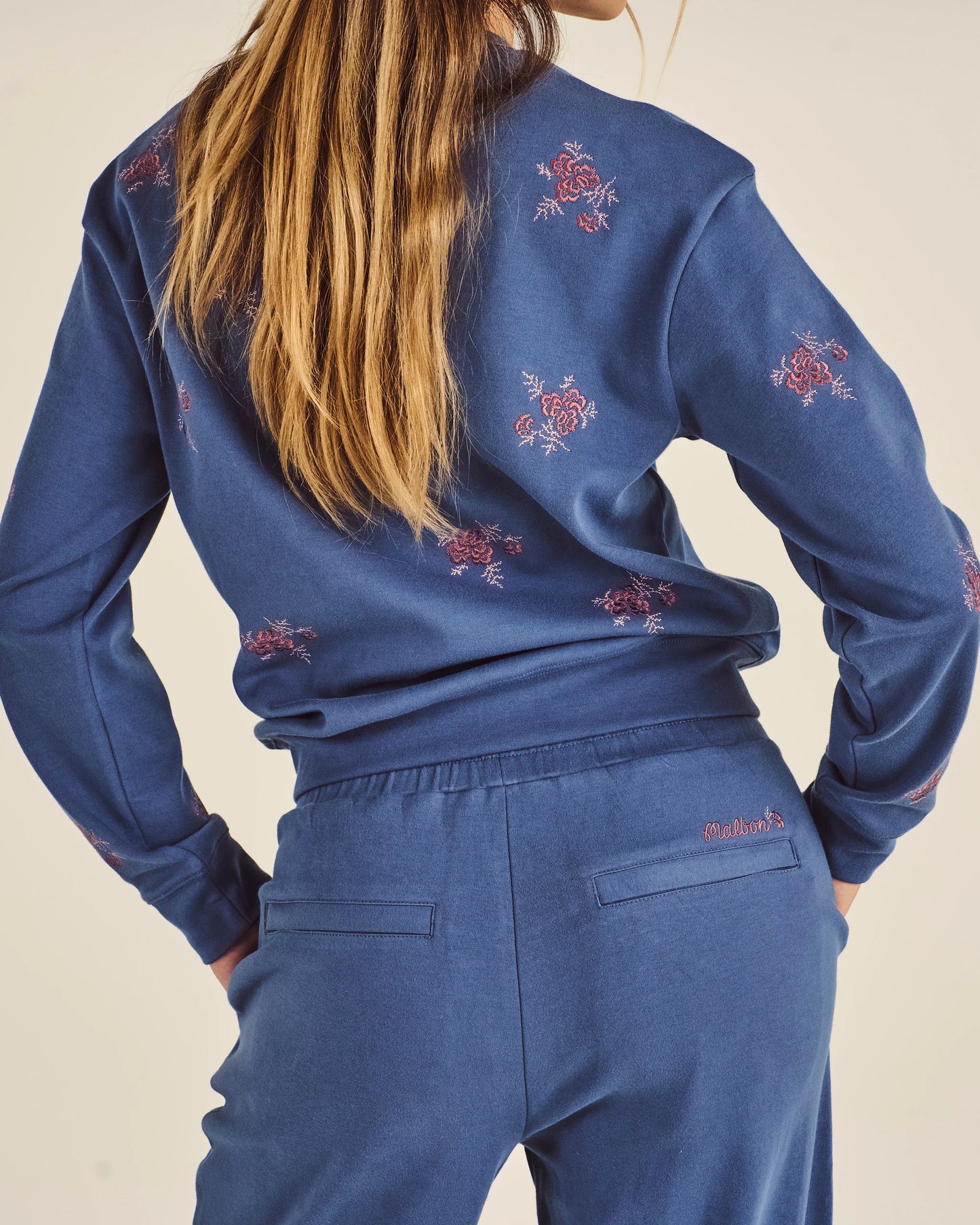 Adeline Embroidered Crewneck - Vintage Indigo