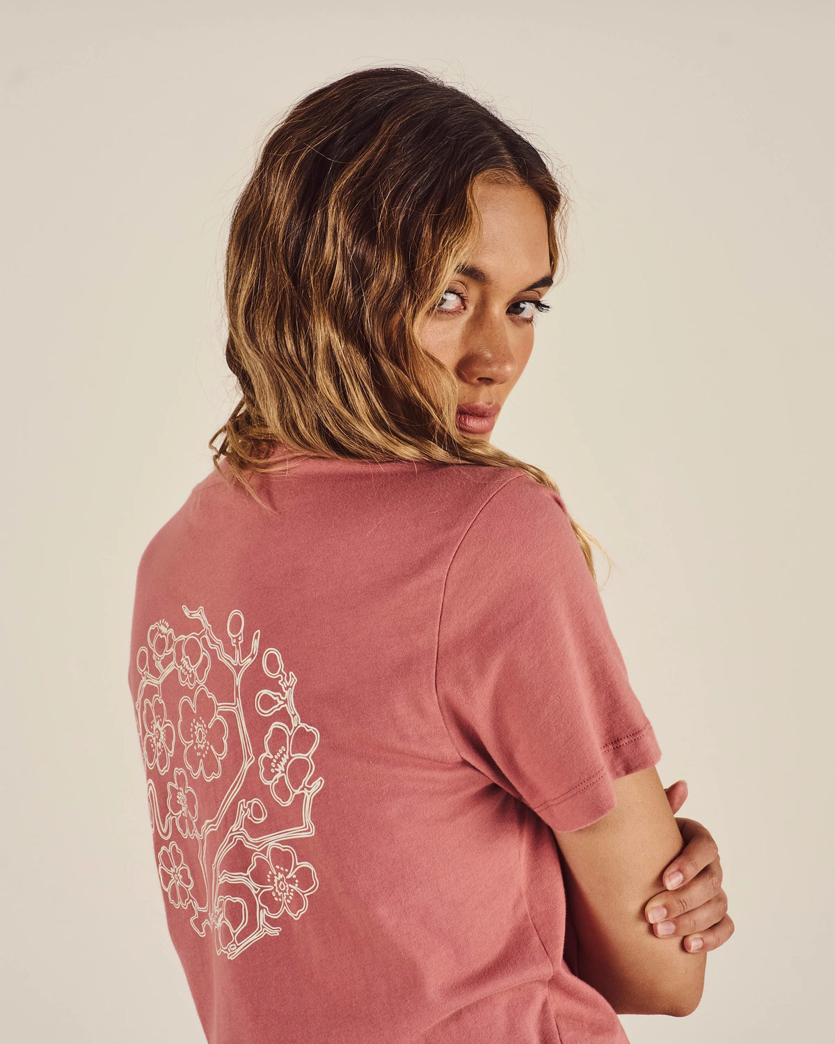 Cosette Stitched Tee - Old Rose