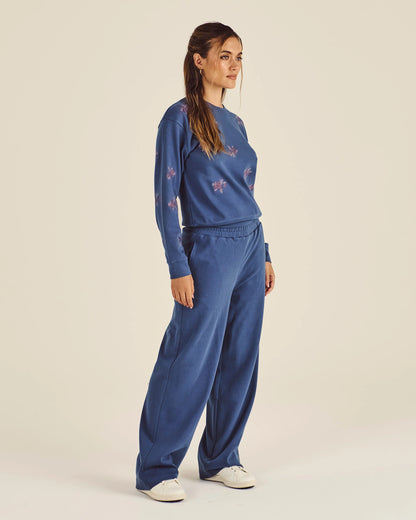 Adeline Blossom Sweatpant - Vintage Indigo