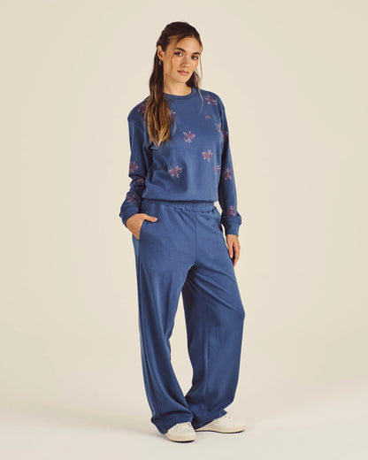 Adeline Blossom Sweatpant - Vintage Indigo
