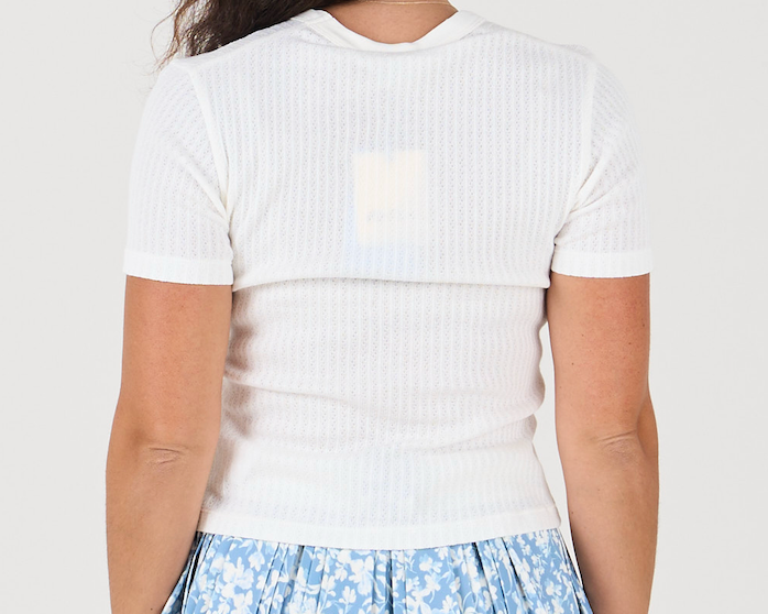 Olive Rib Tee - White