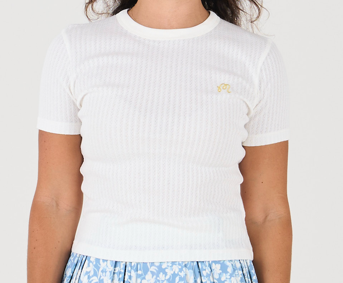 Olive Rib Tee - White