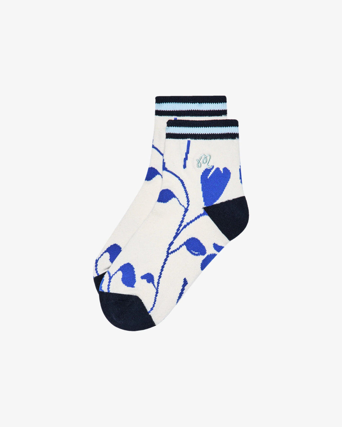 Capri Floral Ankle Sock - Blue Azalea