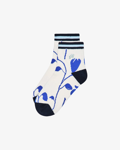 Capri Floral Ankle Sock - Blue Azalea