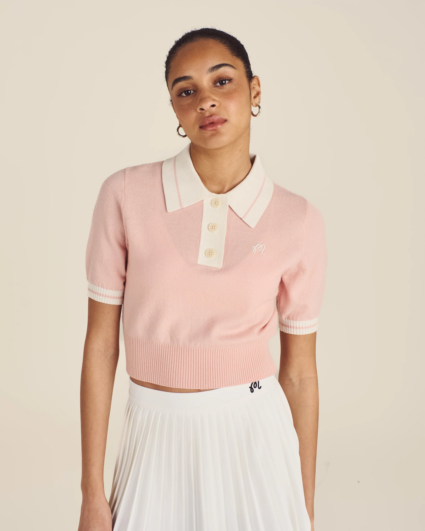 Mikayla Knit Polo - Dusty Rose
