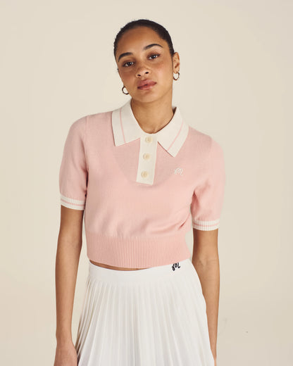 Mikayla Knit Polo - Dusty Rose