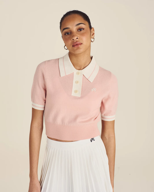 Mikayla Knit Polo - Dusty Rose