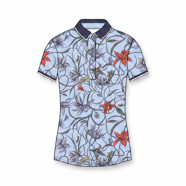 Wicked Bloom Scarlett Polo - Wolf Blue