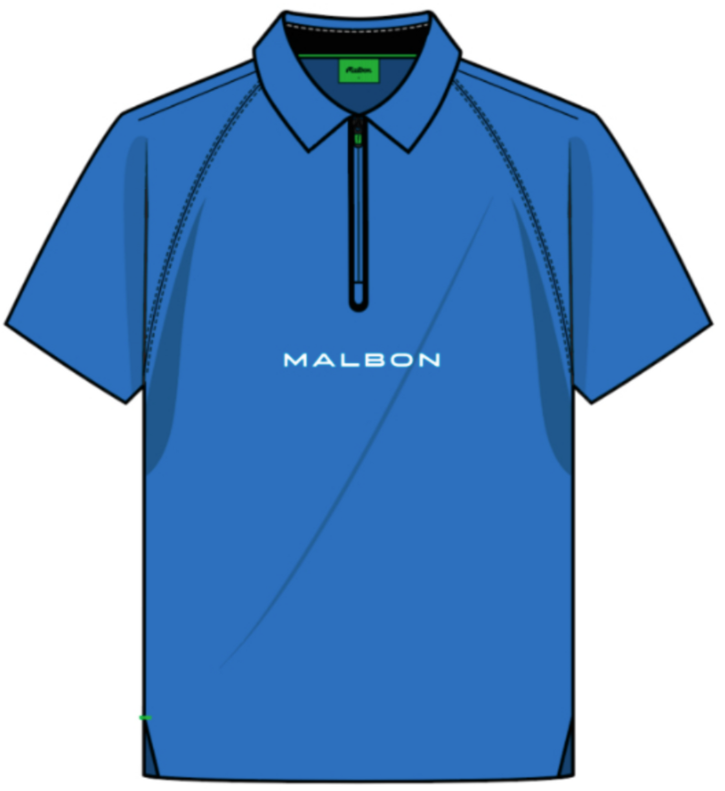 Performance Zip Raglan Polo - Pacific Blue