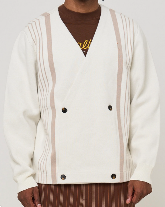 Feel Players Cardigan - Antique White Stripe