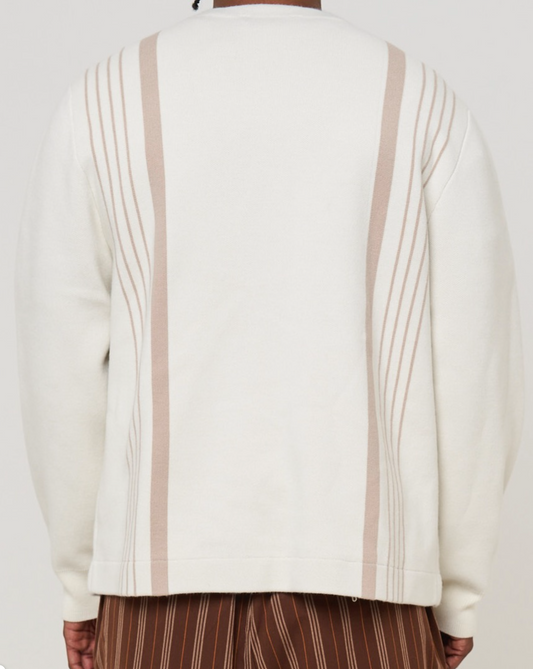 Feel Players Cardigan - Antique White Stripe