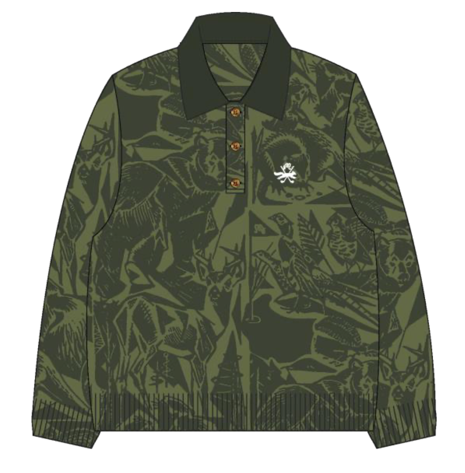 Scouting Sweater - Wildlife Print Olive