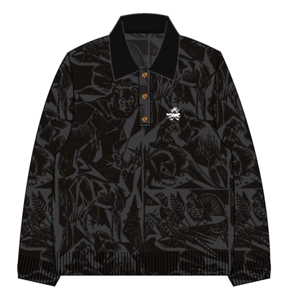 Scouting Sweater - Wildlife Print Black