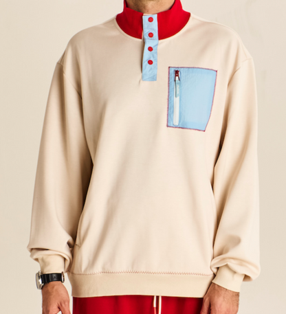 Mountain Sweatshirt - Ivory / Scarlet