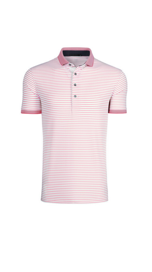 Helix Striped Polo - Mauve / Arctic