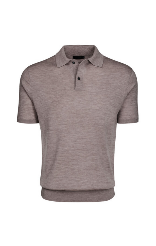 Saratoga SS Sweater Polo - Fawn Heather
